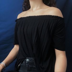 Flowy Black Off The Shoulder Top